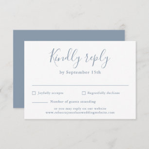 Carte RSVP de mariage minimal bleu Dusty
