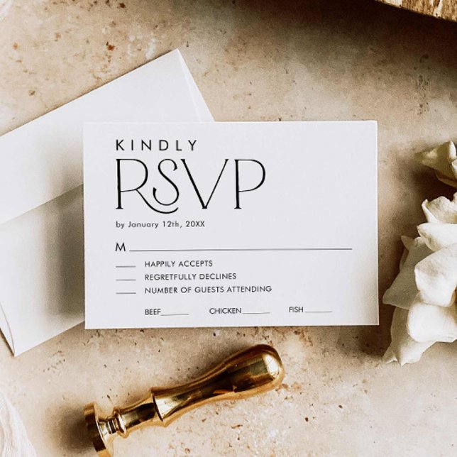 Carte RSVP de mariage minimal élégant (Simple Elegant Wedding RSVP card)