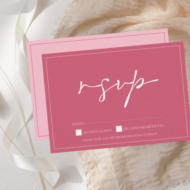 Carte RSVP de mariage minimal en rose magenta (Créateur téléchargé)