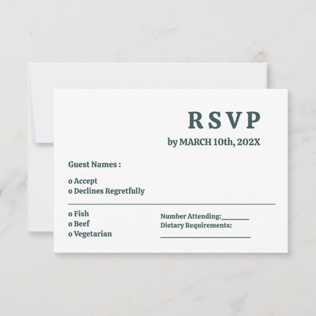 Carte RSVP de mariage minimal gris ardoise foncée  (Devant)