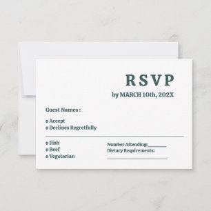 Carte RSVP de mariage minimal gris ardoise foncée