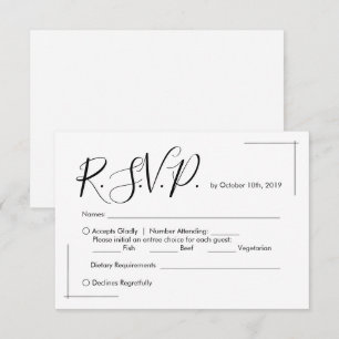 Carte RSVP de mariage minimaliste avec frontières