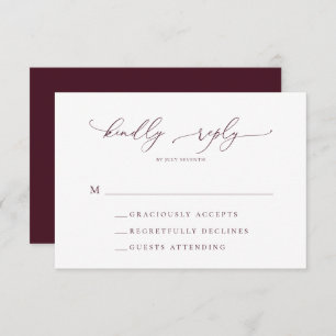 Carte RSVP de Mariage Minimaliste Bourgogne