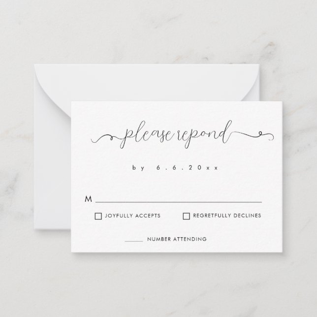 Carte RSVP de mariage minimaliste BUDGET (Devant)