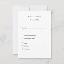 Carte RSVP de mariage minimaliste - Élégante perso