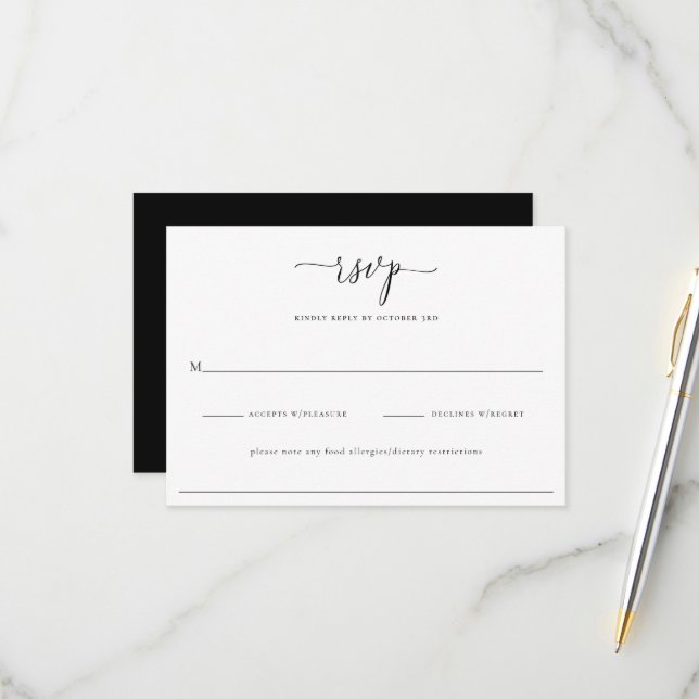 Carte RSVP de mariage minimaliste moderne (Devant/Arrière en situation)