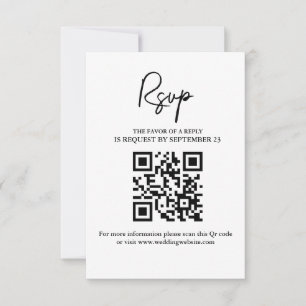 Carte RSVP de mariage minimaliste moderne avec cod