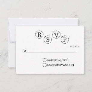 Carte RSVP de mariage minimaliste Noir et blanc