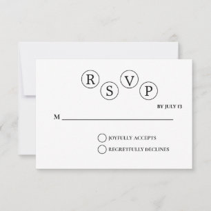 Carte RSVP de mariage minimaliste Noir et blanc