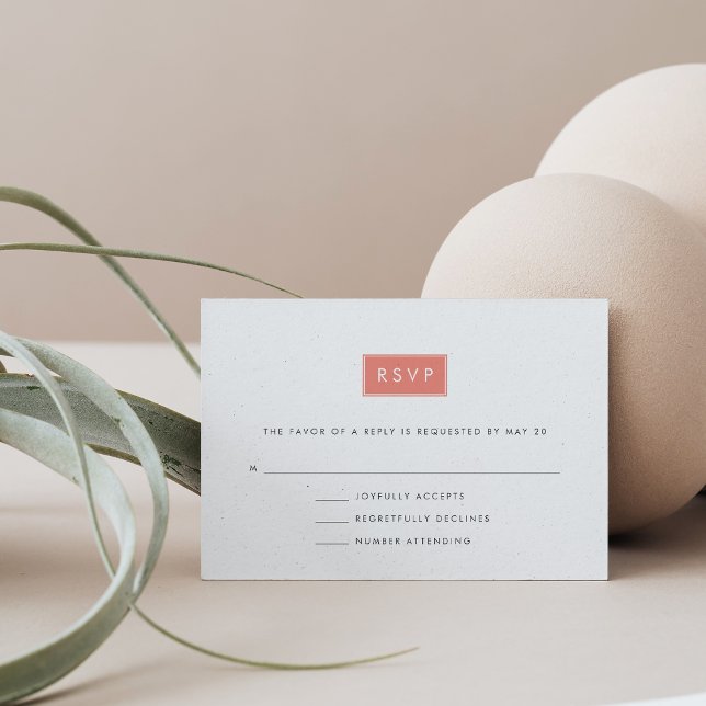 Carte RSVP de mariage moderne | Corail (Créateur téléchargé)