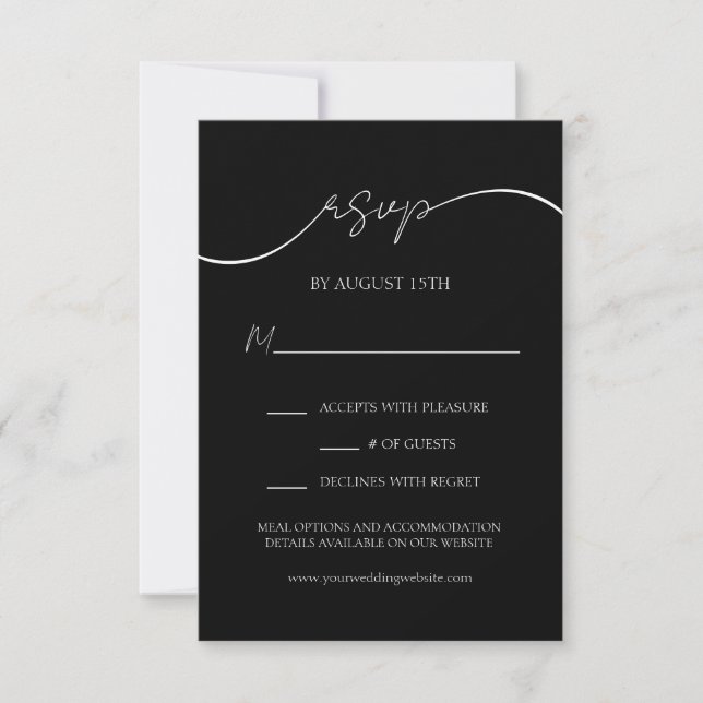 Carte RSVP de mariage moderne noir et blanc (Devant)