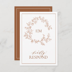 Carte RSVP de mariage Monogramme en terre cuite mo