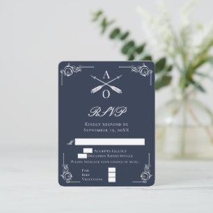 Carte RSVP de mariage Monogramme et Flèches de mar