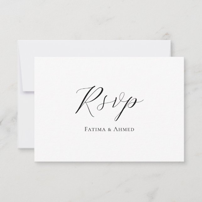 Carte RSVP de mariage musulman minimaliste blanc (Devant)