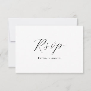 Carte RSVP de mariage musulman minimaliste blanc