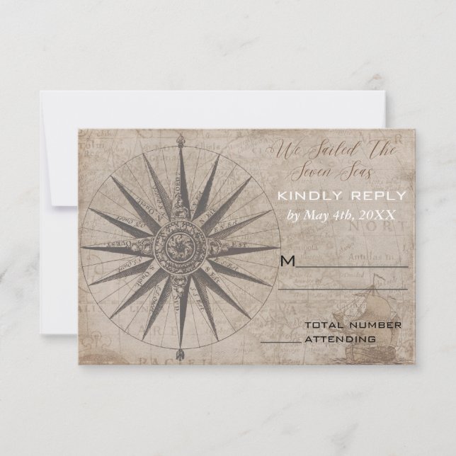Carte RSVP de mariage Nautical Ocean Yacht (Devant)