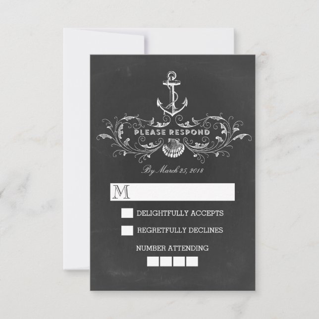 carte RSVP de mariage nautique (Devant)