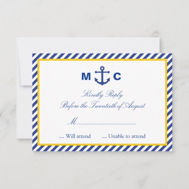 Carte RSVP de mariage nautique (Devant)
