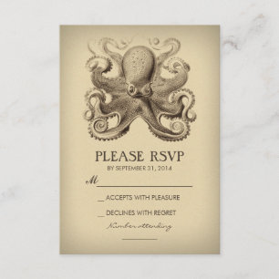 carte RSVP de mariage nautique avec poulpe