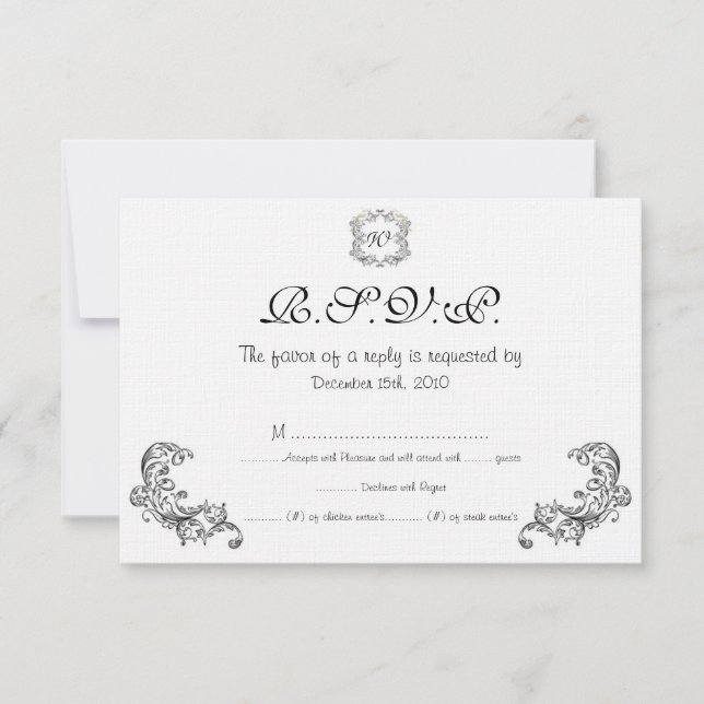 Carte RSVP de mariage noir/blanc Inséparables (Devant)