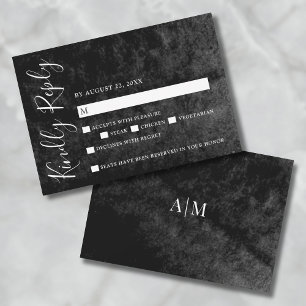 Carte RSVP de mariage noir et blanc Aquarelle