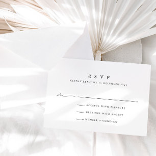 Carte RSVP de mariage noir et blanc simple et mode