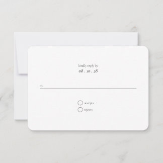 Carte RSVP de mariage noir et blanc ultra minimali
