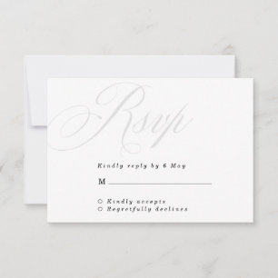 Carte RSVP de mariage noir et gris Script classiqu