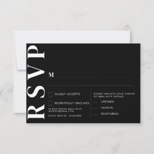 Carte RSVP de mariage noir minimum