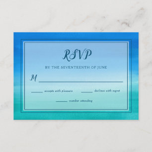 Carte RSVP de mariage Ocean Blue Green Beach