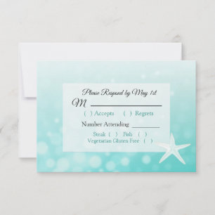 Carte RSVP de Mariage Océanique turquoise Starfish