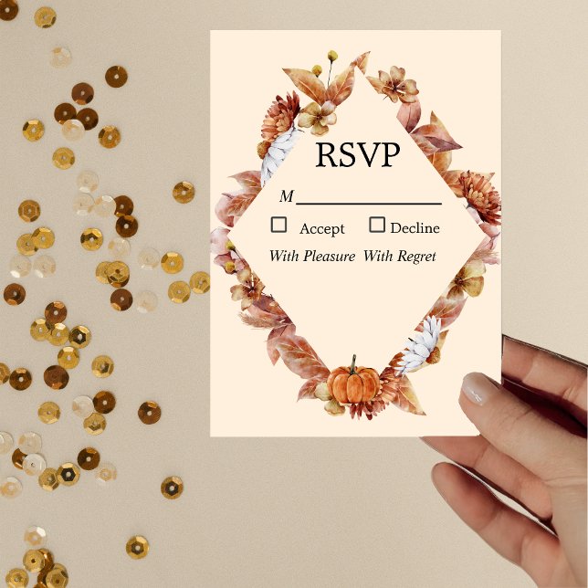 Carte RSVP de mariage orange d'automne moderne (Créateur téléchargé)