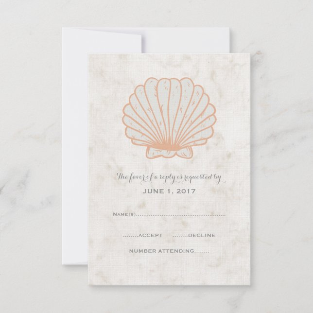 Carte RSVP de mariage Orange Rustic Seashell (Devant)