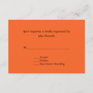 Carte RSVP de mariage orange Tangerine vive
