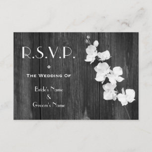 Carte RSVP de mariage - Orchidées noires et blanch