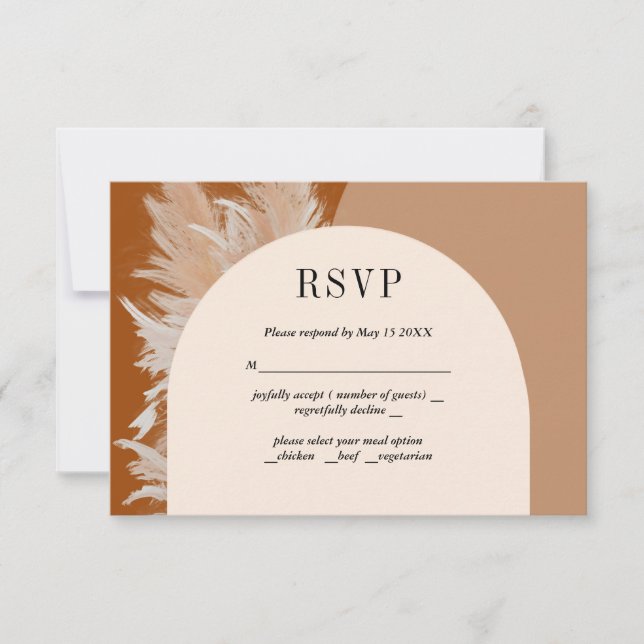 Carte RSVP de mariage Pampass grass et Arches (Devant)