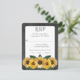 Carte RSVP de mariage Patiné rustique de tournesol