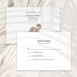 Carte RSVP de mariage personnalisé noir et blanc