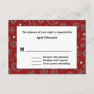 Carte RSVP de mariage personnalisé Red Western Ban