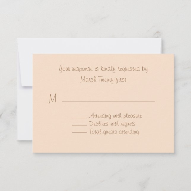 Carte RSVP de mariage personnalisée Pale Peach (Devant)