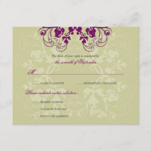 Carte RSVP de mariage Plum pourpre fleurie (R)