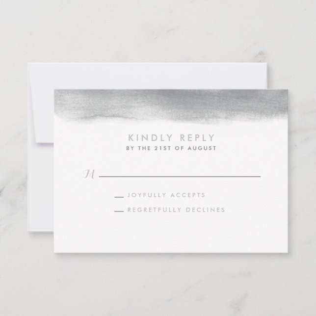 Carte RSVP de mariage pour bébé gris fumée (Devant)