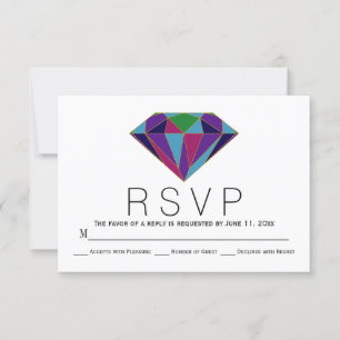Carte RSVP de mariage pour bijoux en diamant géomé