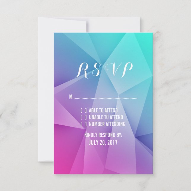 Carte RSVP de mariage pour bijoux multicolores (Devant)