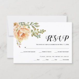 Carte RSVP de mariage pour bouquet d'aquarelle