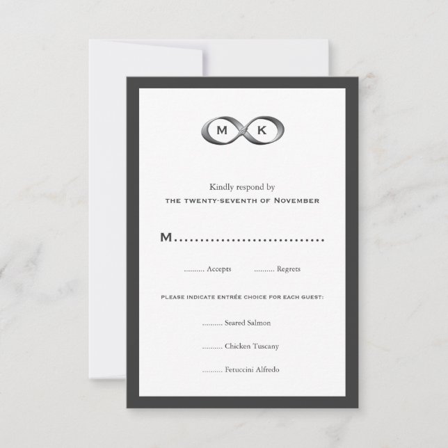 Carte RSVP de mariage pour infinité argent (Devant)