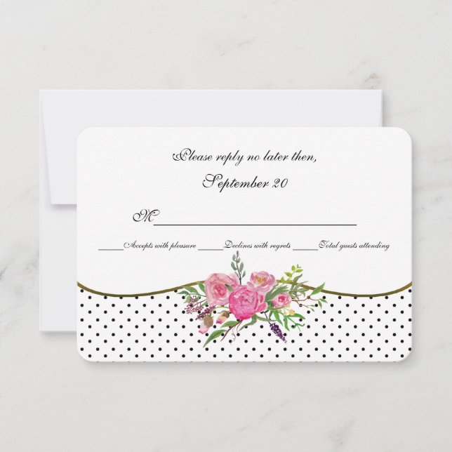 Carte RSVP de mariage pour les pivoines et les poi (Devant)