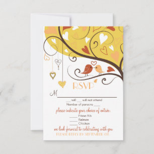 Carte RSVP de mariage pour les tourterelles d'auto