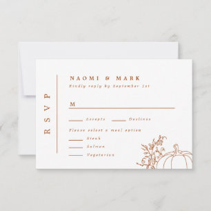 Carte RSVP de mariage pour les vignes citrouilles