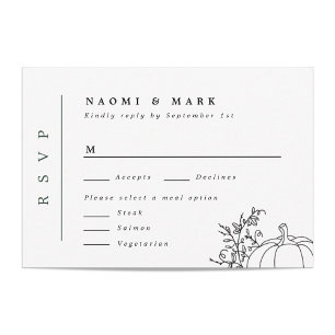 Carte RSVP de mariage pour les vignes citrouilles